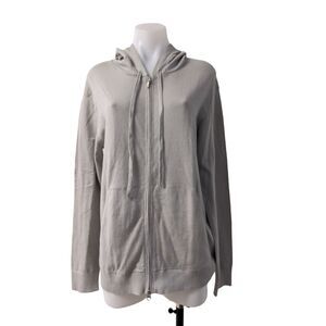 Thea Size Small Zip Front Silk Cashmere Blend Hoody Hoodie Gray Long Sleeves